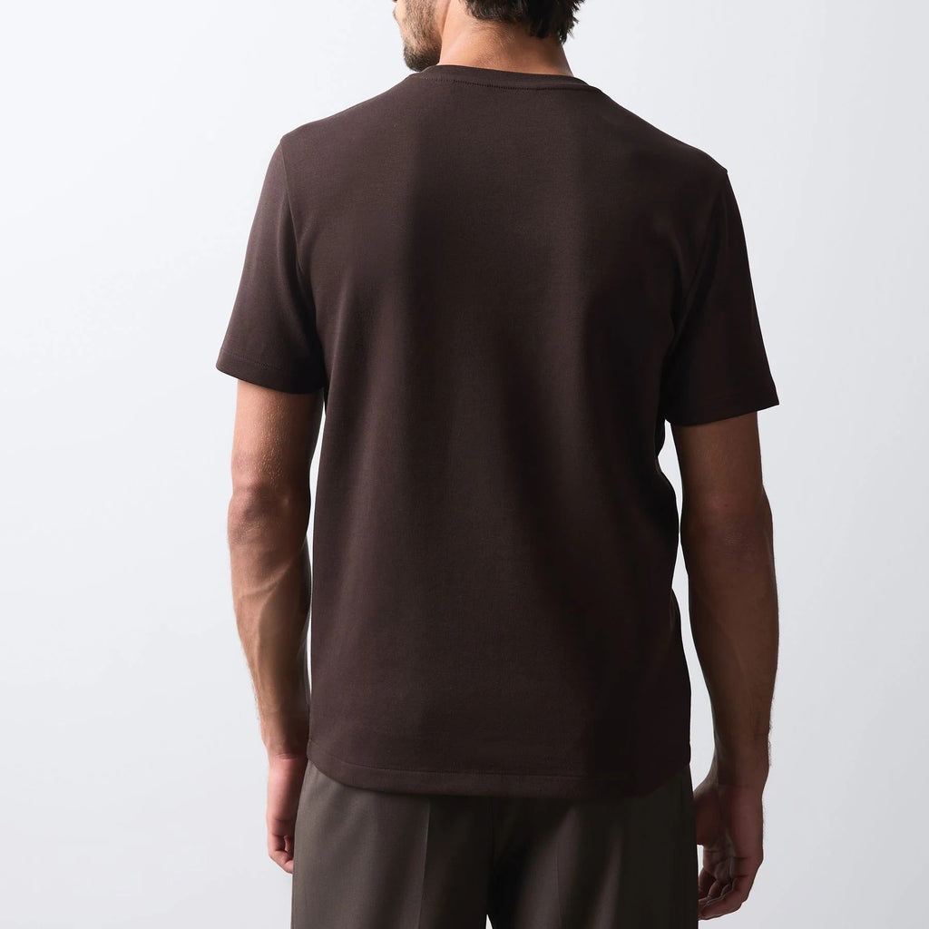 Men's Dark Brown Fitted Crew Neck Short Sleeve T Shirt