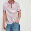 Men's Dusty Red Striped Short Sleeve Polo Shirt