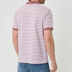 Men's Dusty Red Striped Short Sleeve Polo Shirt
