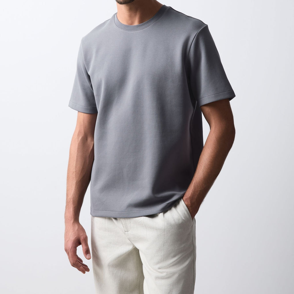 Men's Grey Relaxed Fit Crew Neck Short Sleeve T Shirt