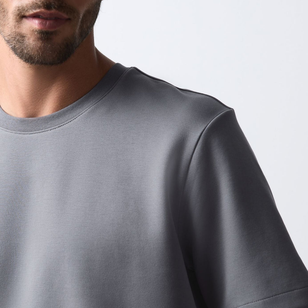 Men's Grey Relaxed Fit Crew Neck Short Sleeve T Shirt