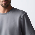 Men's Grey Relaxed Fit Crew Neck Short Sleeve T Shirt