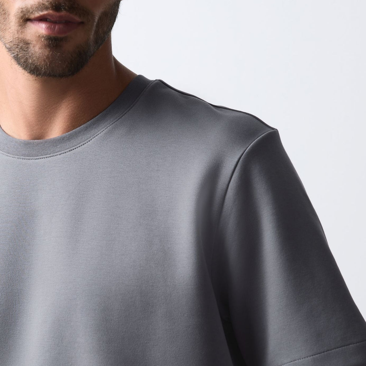 Men's Grey Relaxed Fit Crew Neck Short Sleeve T Shirt