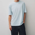 Men's Light Blue Loose Fit Crew Neck Short Sleeve T Shirt