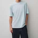 Men's Light Blue Loose Fit Crew Neck Short Sleeve T Shirt