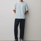 Men's Light Blue Loose Fit Crew Neck Short Sleeve T Shirt