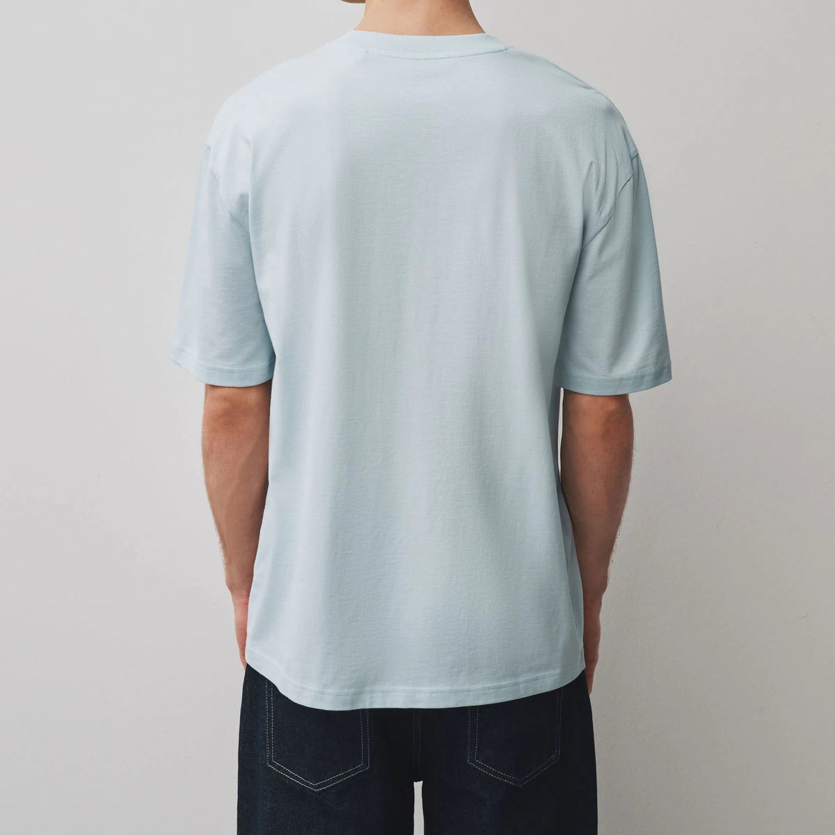 Men's Light Blue Loose Fit Crew Neck Short Sleeve T Shirt