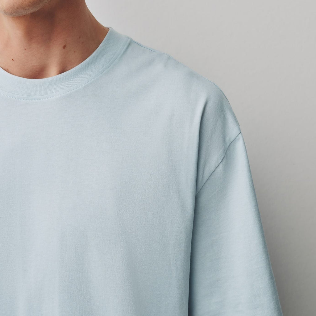 Men's Light Blue Loose Fit Crew Neck Short Sleeve T Shirt
