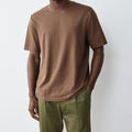 Men's Light Brown Loose Fit Crew Neck Short Sleeve T Shirt