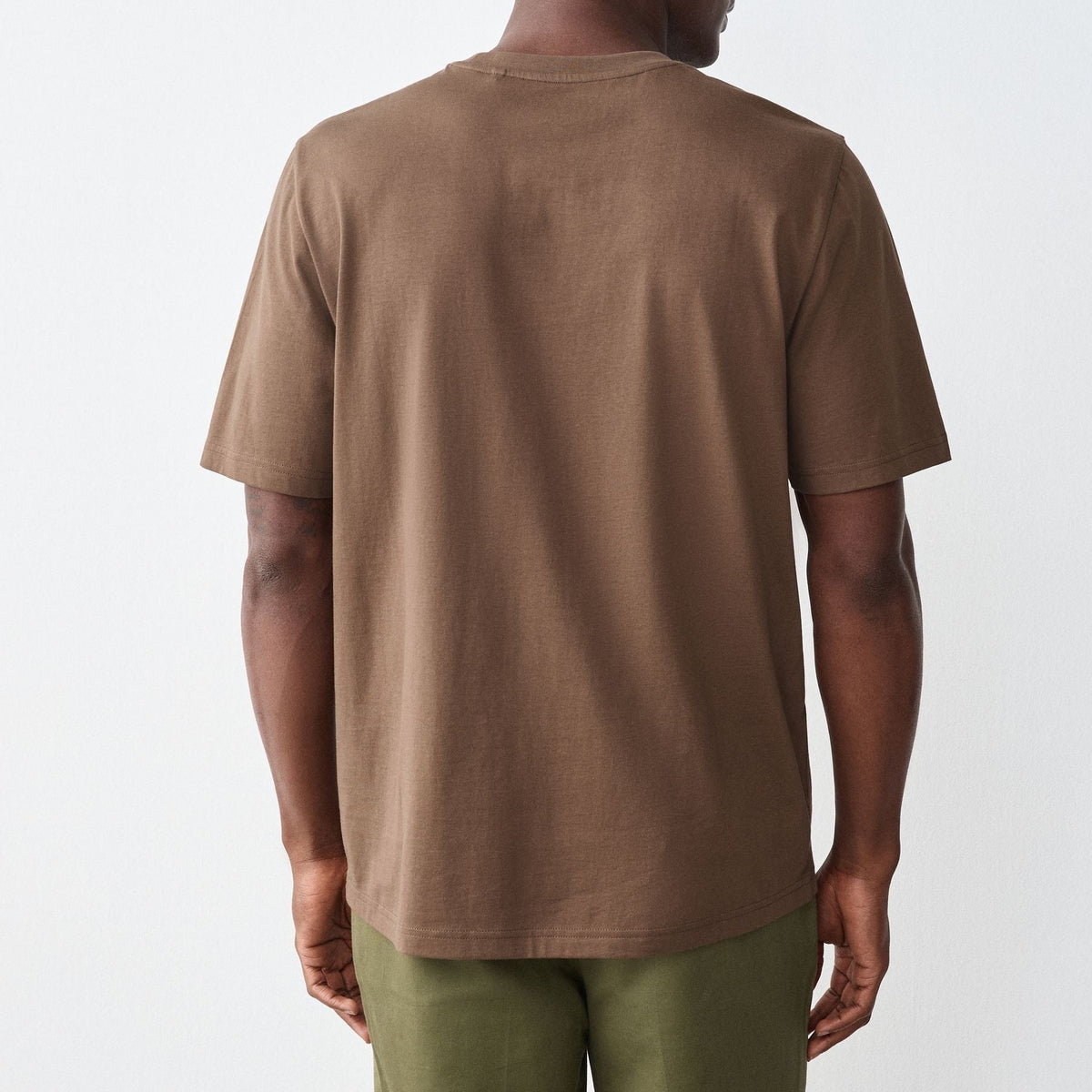 Men's Light Brown Loose Fit Crew Neck Short Sleeve T Shirt