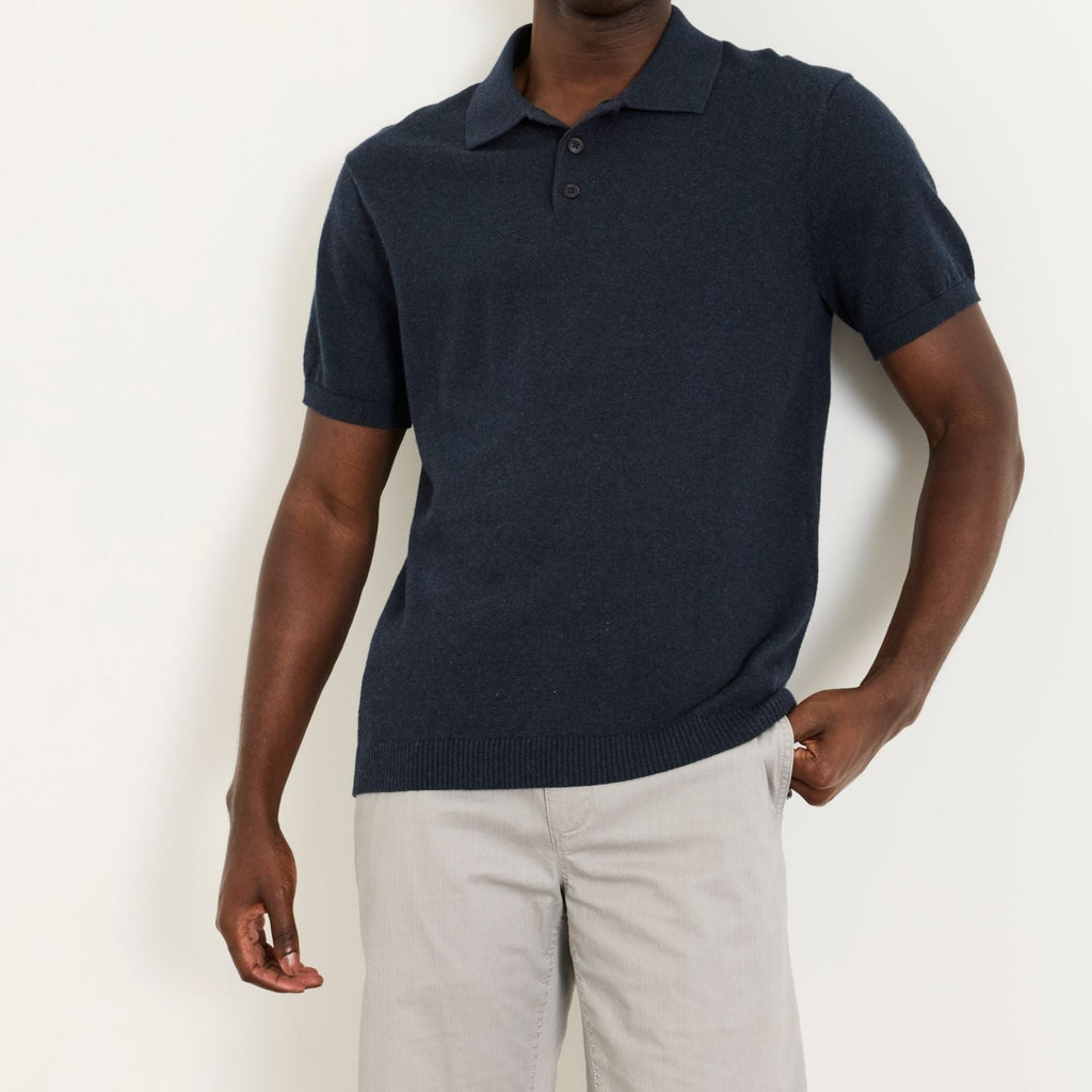 Men's Navy Knit Short Sleeve Polo Shirt