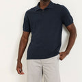 Men's Navy Knit Short Sleeve Polo Shirt