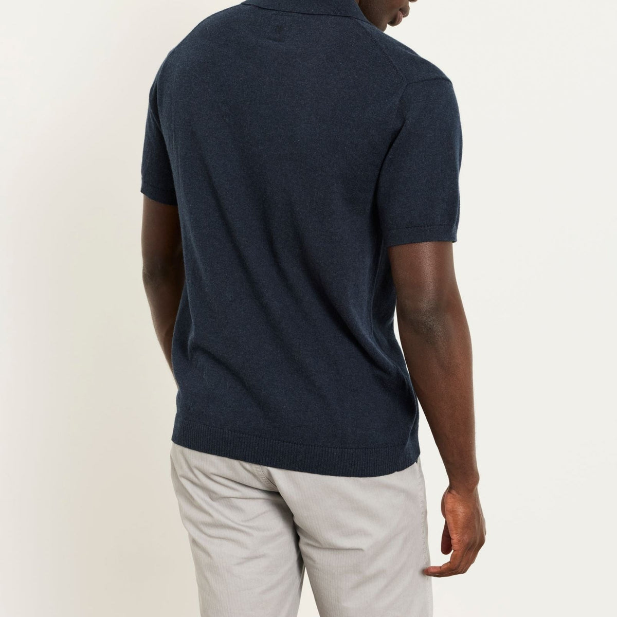Men's Navy Knit Short Sleeve Polo Shirt