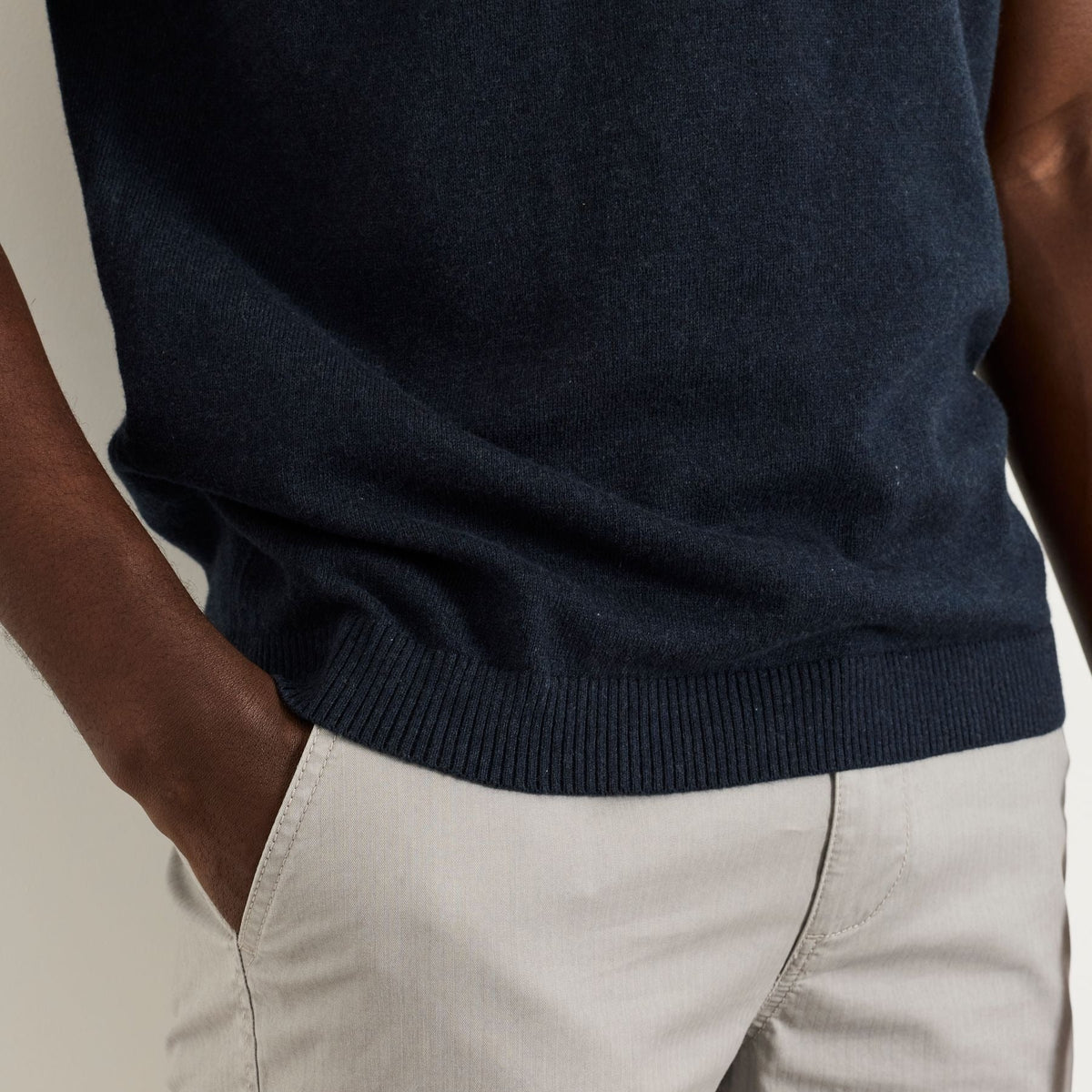 Men's Navy Knit Short Sleeve Polo Shirt