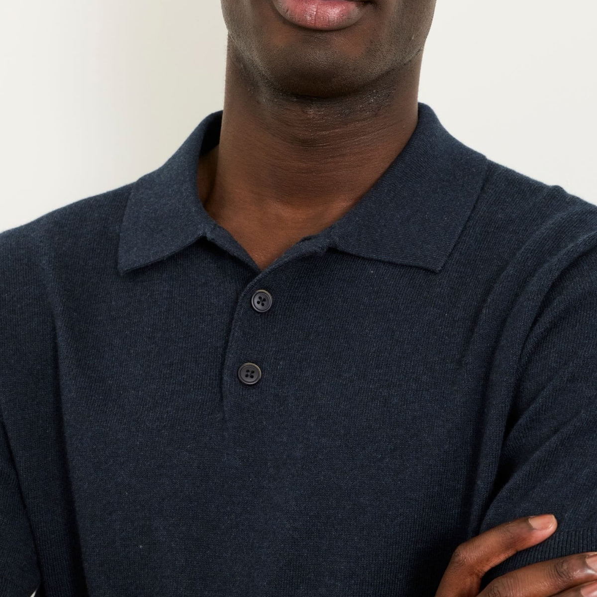 Men's Navy Knit Short Sleeve Polo Shirt