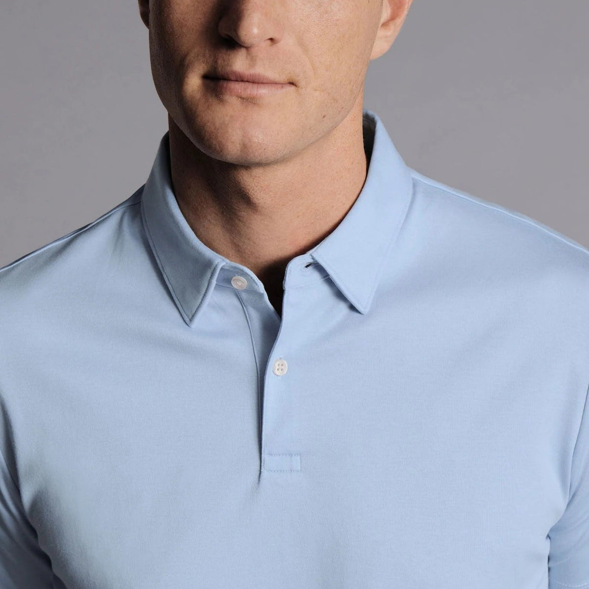 Men's Light Blue Solid Short Sleeve Polo Shirt